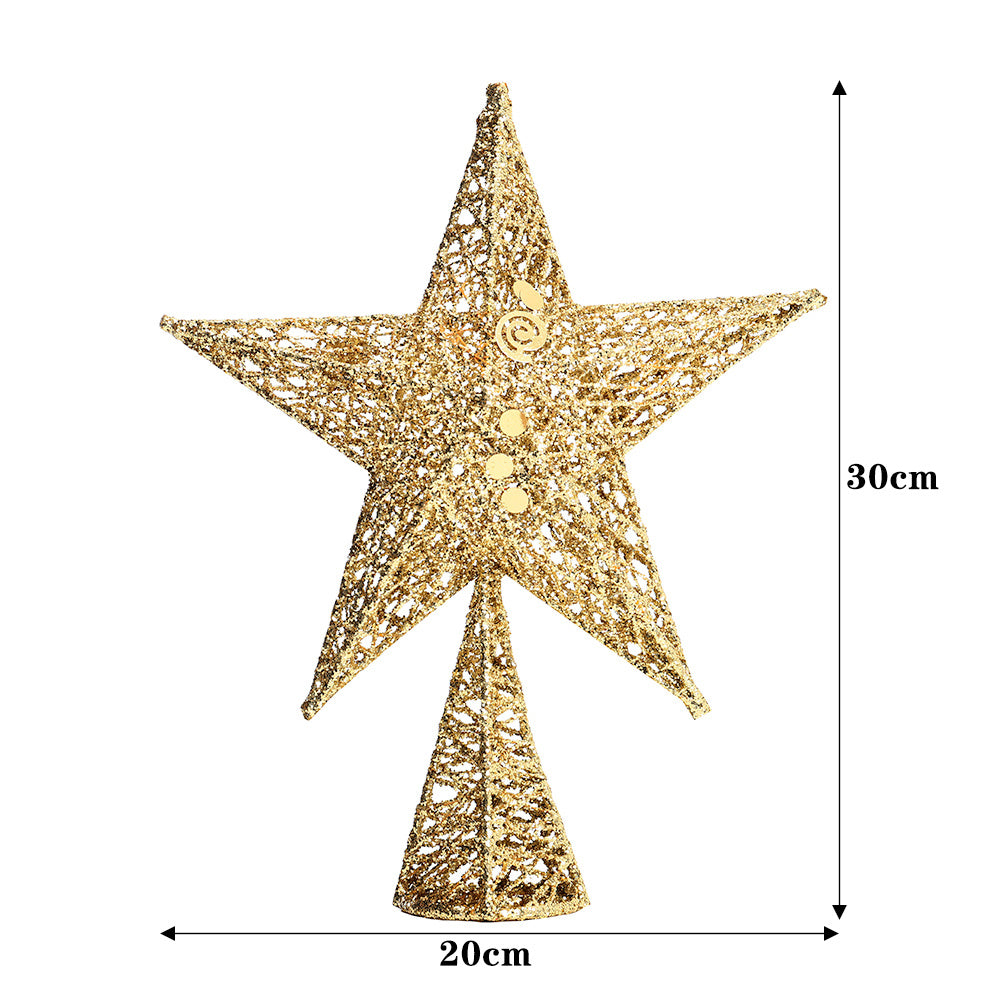 Iron Christmas Tree Topper Star Ornament Home Decor, Gold 20x30CM
