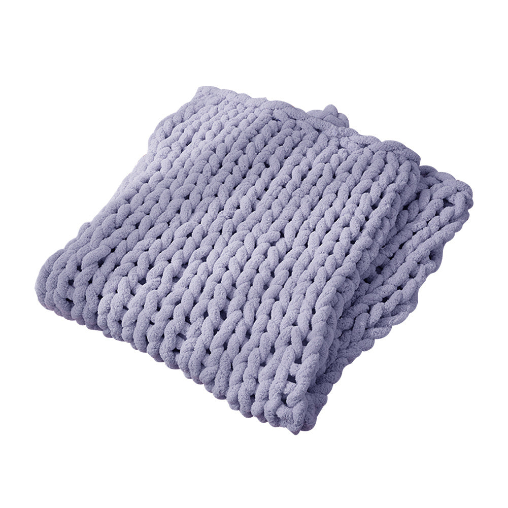 60x60CM Hand Woven Chenille Blanket for Couch and Bed,Grey