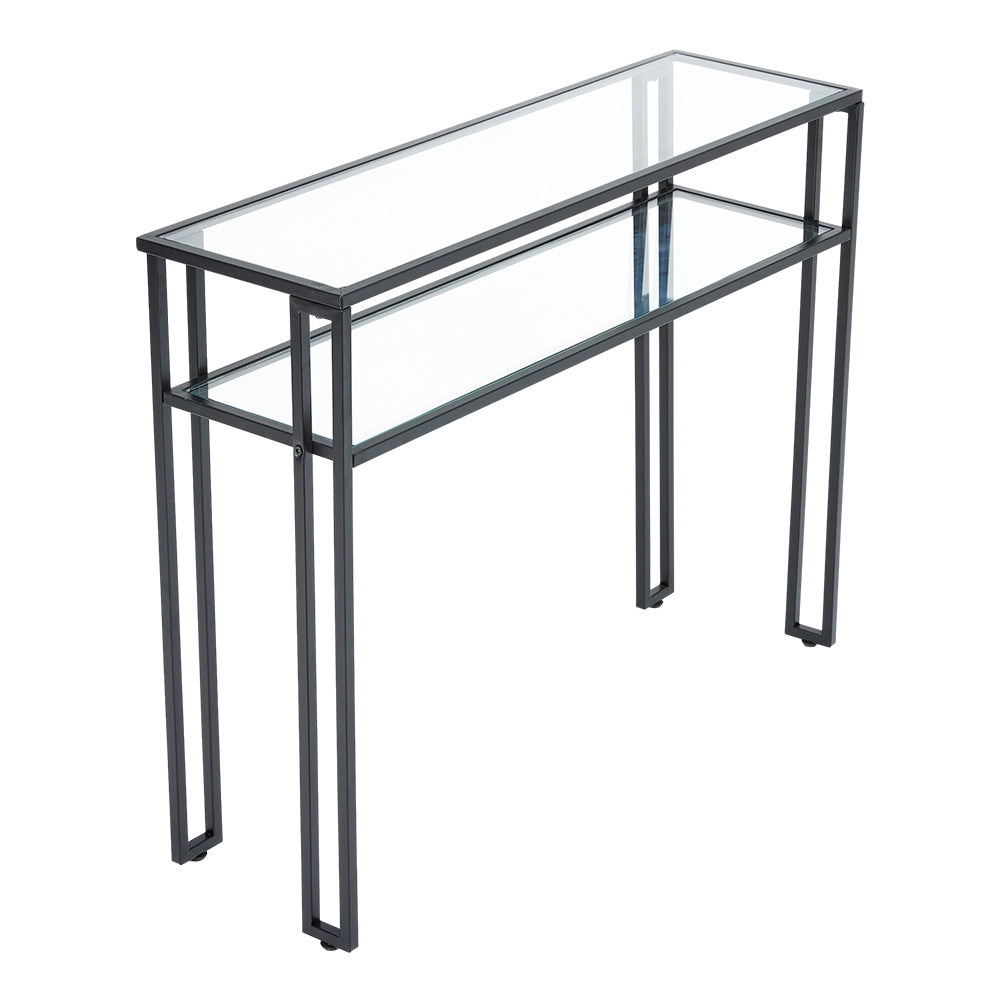 Black Multi function Tempered Glass Console Table