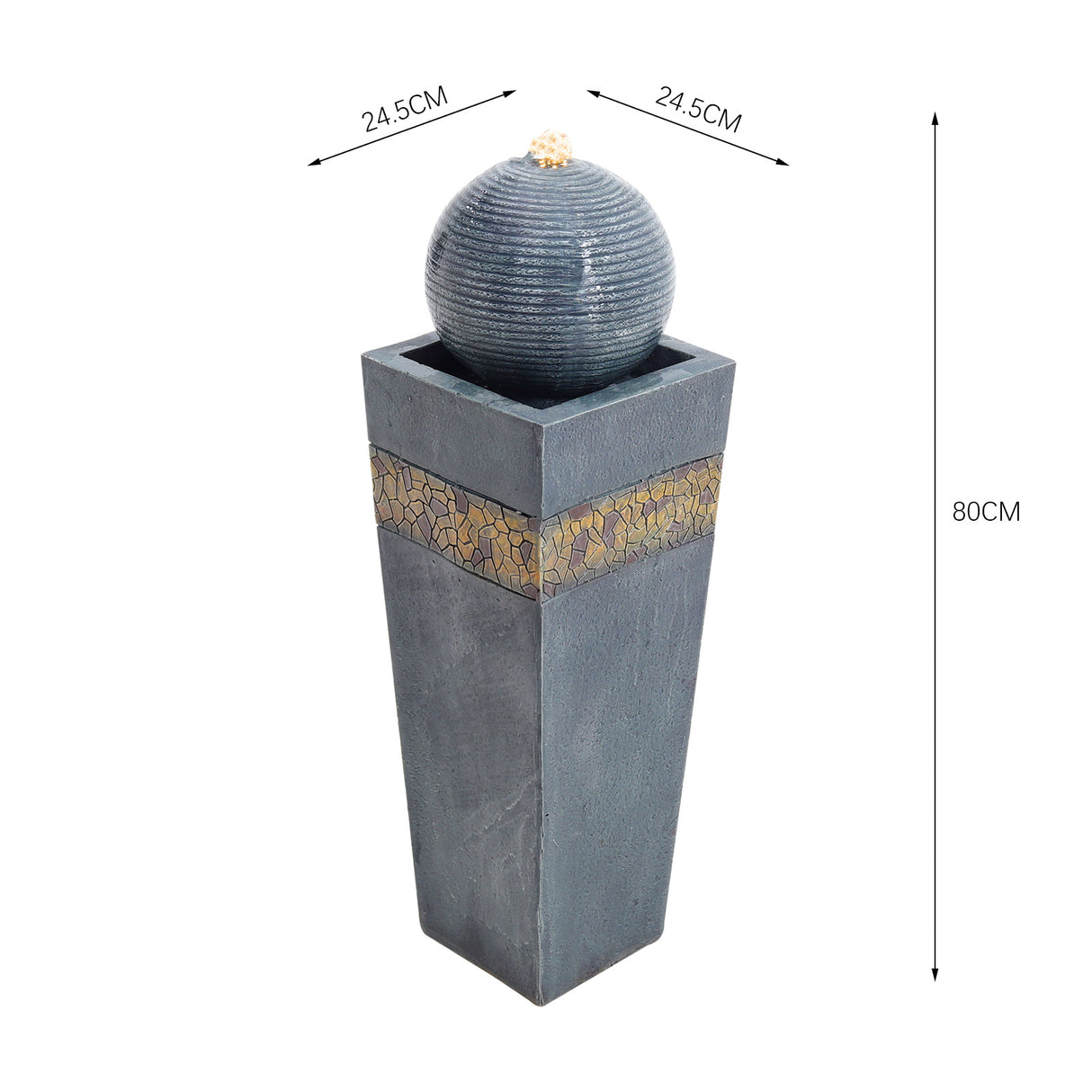 Navy Sphere Electric Fountain Water Feature with LED Light