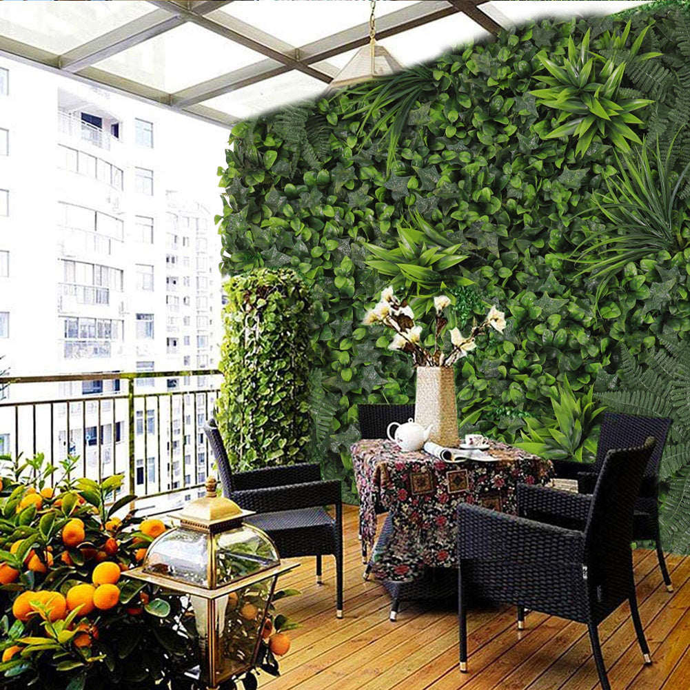Artificial Plant Hedge Greenery Wall Panel with Assorted Foliage
