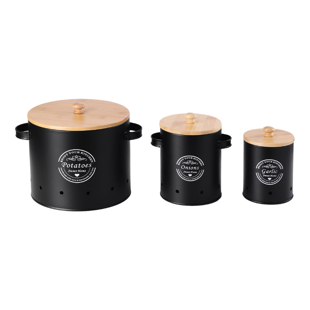 Black Kitchen Storage Bin Set, with Peeler