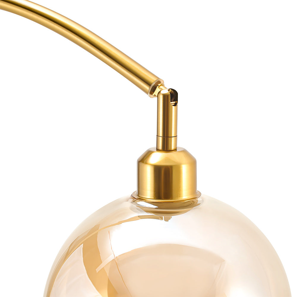 Modern Adjustable Arc Floor Lamp with Wood Tray