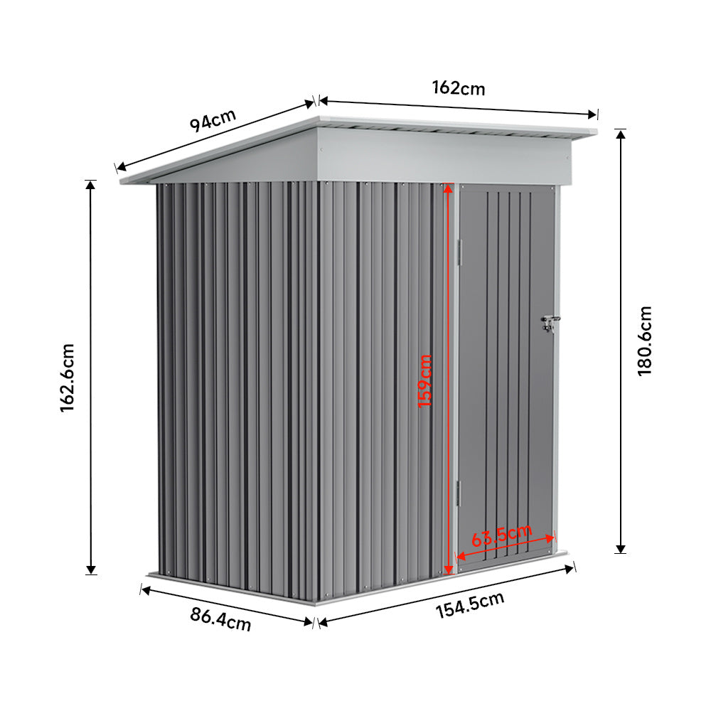 Grey Outdoor Metal Storage Shed with Lockable Door