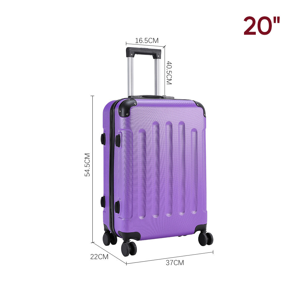 Purple 20 inch Hardside Travel Suitcase with Combination Lock