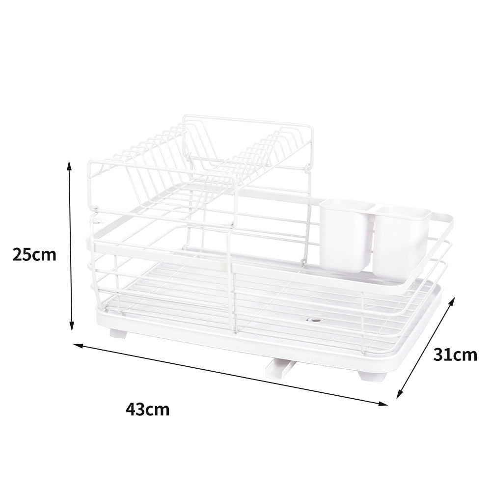 2-Tier Metal Dish Rack with Utensil Holder Dish Drainer