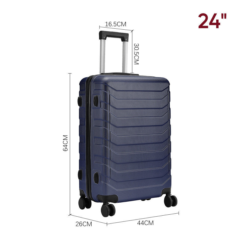 Blue 24 inch Rolling Hard Shell Luggage Travel Suitcase