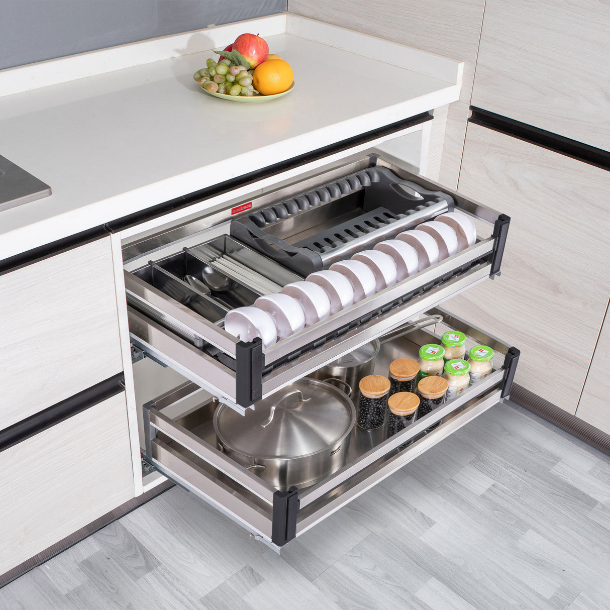 Stainless Steel 51.4cm Cabinet Pull Out Basket