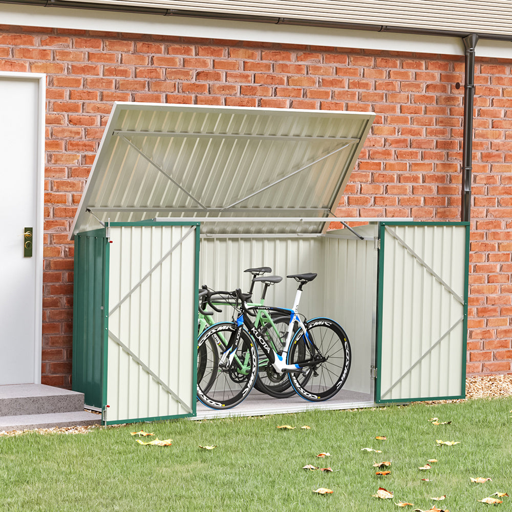 Heavy Duty Steel Bicycle Debris Storage Shed, Green