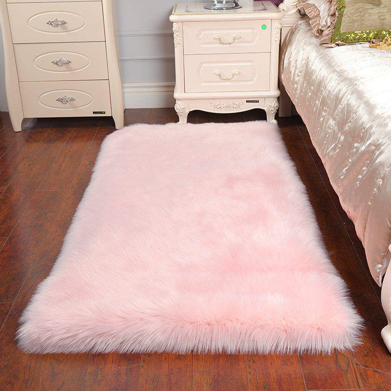 Rectangle Faux Fur Sheepskin Floor Rug, Pink 60x90CM