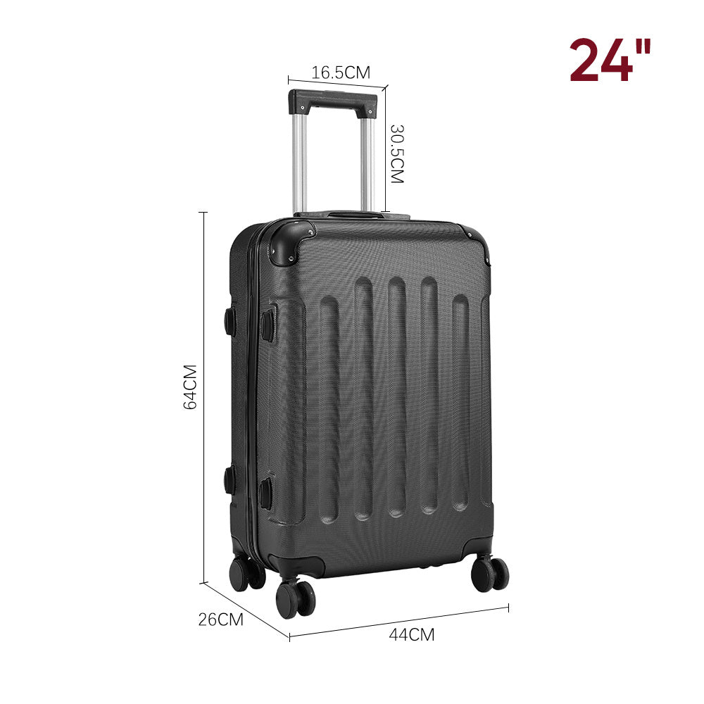 Black 24 inch Hardside Travel Suitcase with Combination Lock