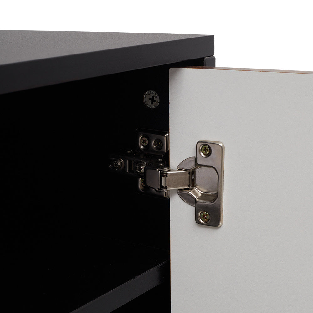 Brown 6 Tier Black Shoe Cabinet with Doors