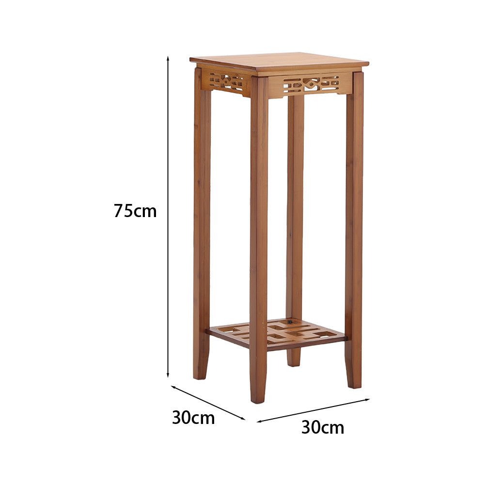 Brown 2 Tier Bamboo Plant Stand Classic Flower Stand