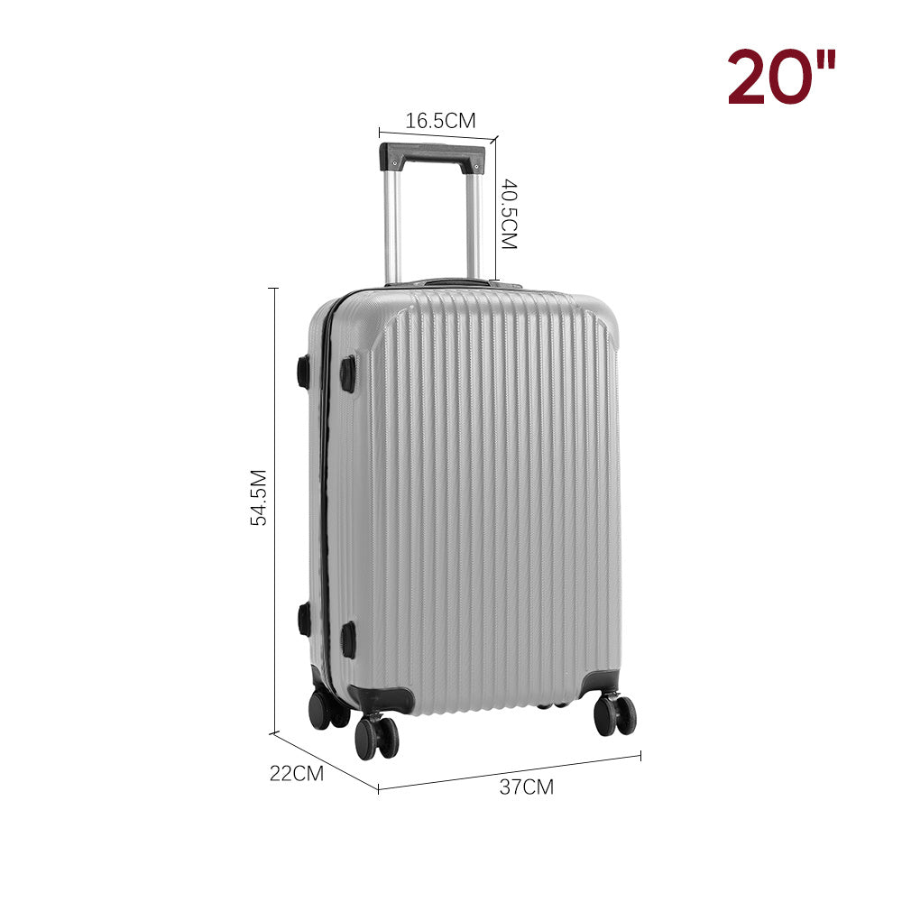 Grey 20 inch Hardshell Spinner Wheel Luggage Travel Suitcase