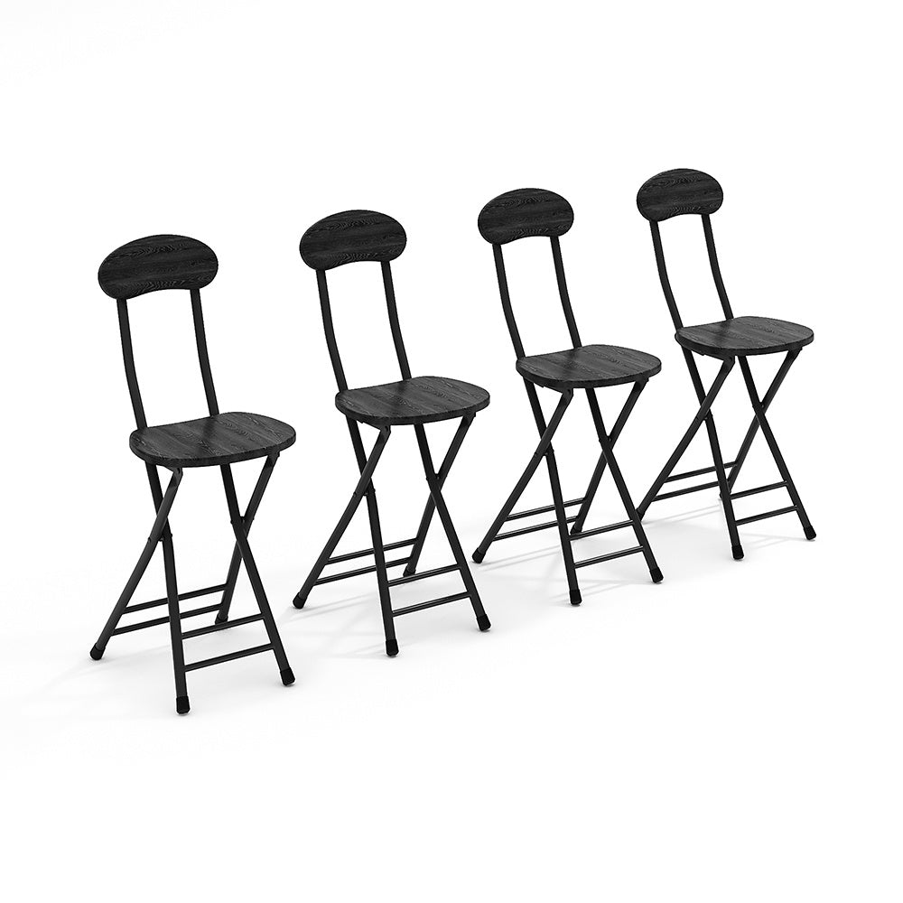 4 pcs Compact Wooden Folding Chair, with Metal Legs