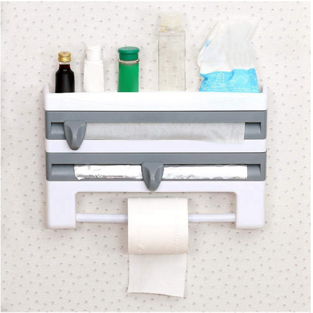 Wall Mounted Kitchen Cling Film Foil Roll Holder Dispenser Towel Tissue Rack