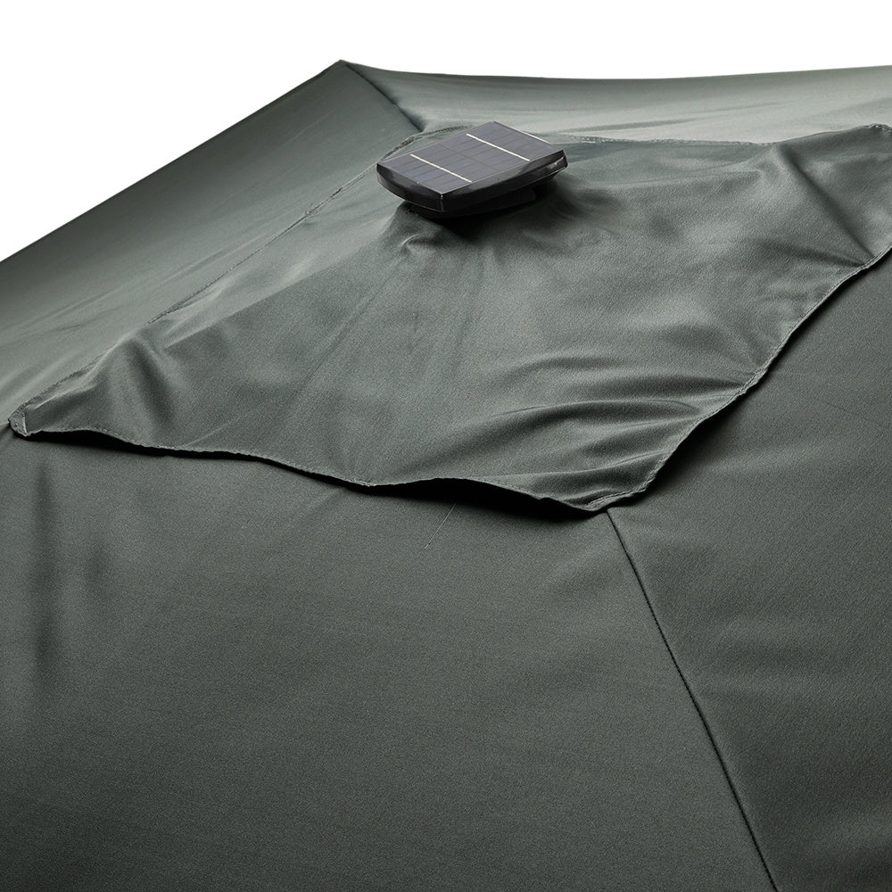 3M Dark Grey Roma Tilting Aluminium Square Cantilever Parasol with Solar Powered LED Lights