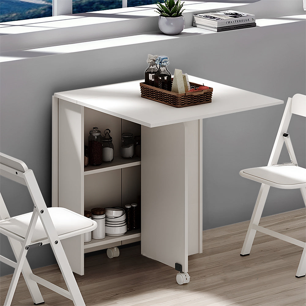 Multifunctional Folding Dining Table for Small Spaces with 2 tier Shelves