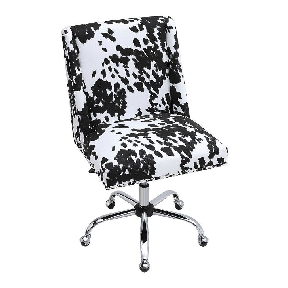 Velvet Office Chair Black and white spots 5-Claw Metal Legs