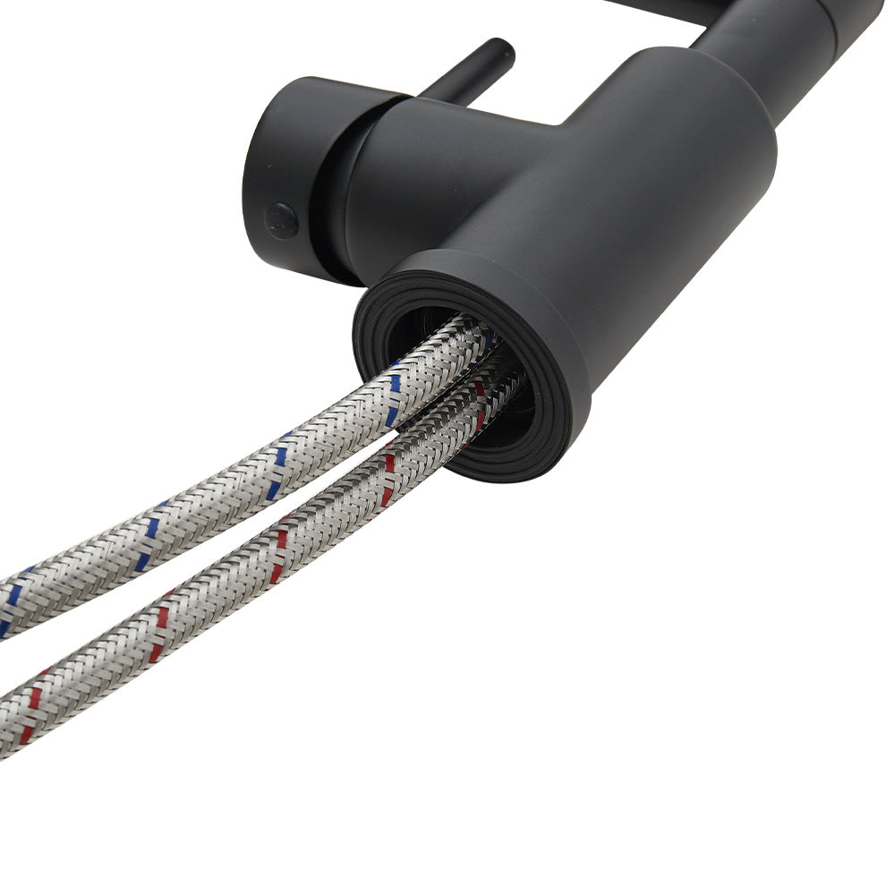 Gold Black Stainless Steel Kitchen Faucet with Pull Down Spring Spout