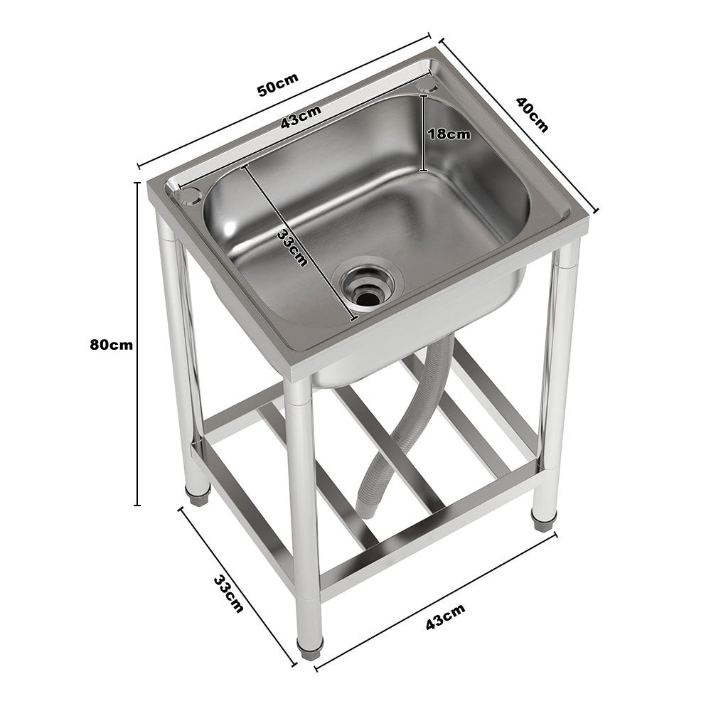 Free Standing Stainless Steel Commercial Sink with Shelf