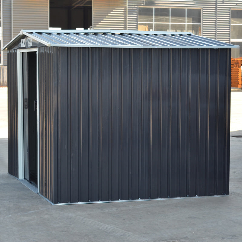 6ft x 8ft Metal Garden Shed Outdoor Tool shed,Dark Grey