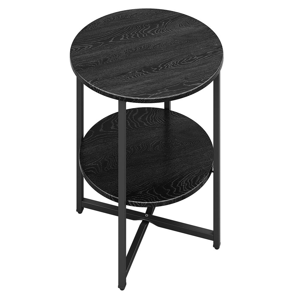 Black Small Round Coffee Table with 2 Tier