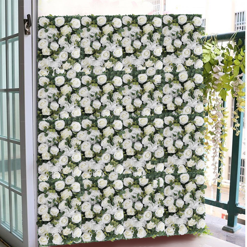 Artificial Plant Hedge Greenery Wall Panel with Eucalyptus Rose