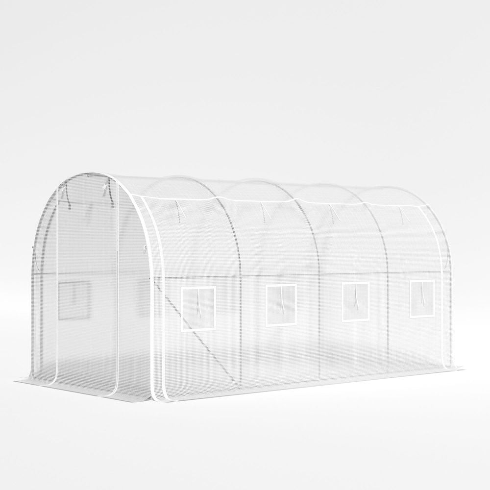 White 4M Outdoor Tunnel Greenhouse with Steel Frame