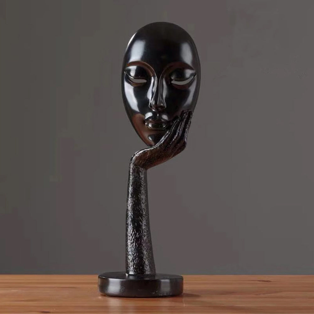 Large Art Abstract Thinker Sculpture Statue Ornament, Black 29x10CM