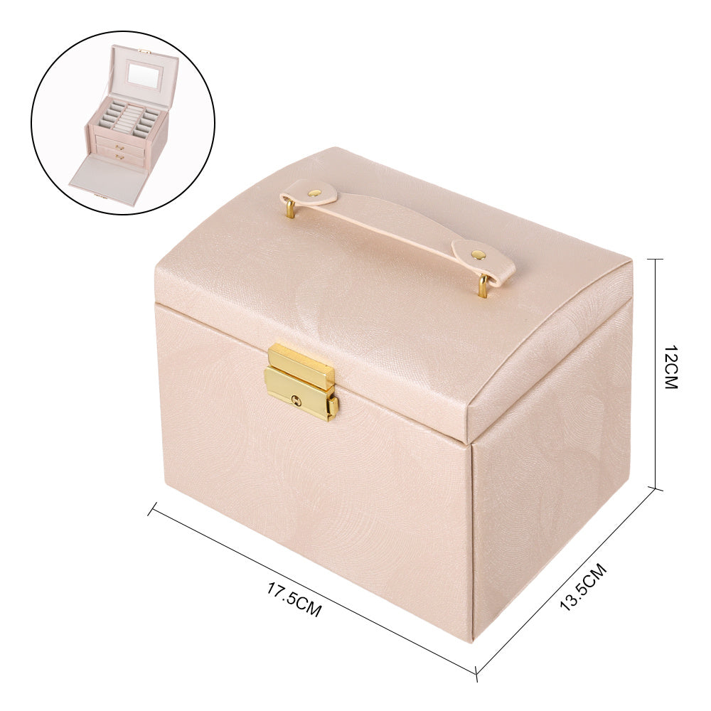 Pink Large Multi Tier Faux Leather Jewellery Storage Box
