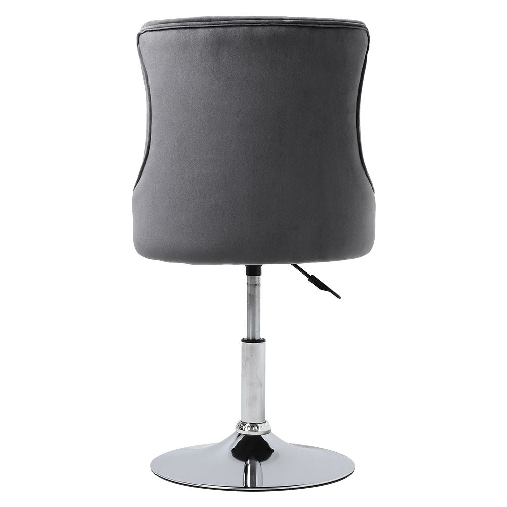 Velvet Swivel Adjustable Bar Stool with Chrome Base Grey