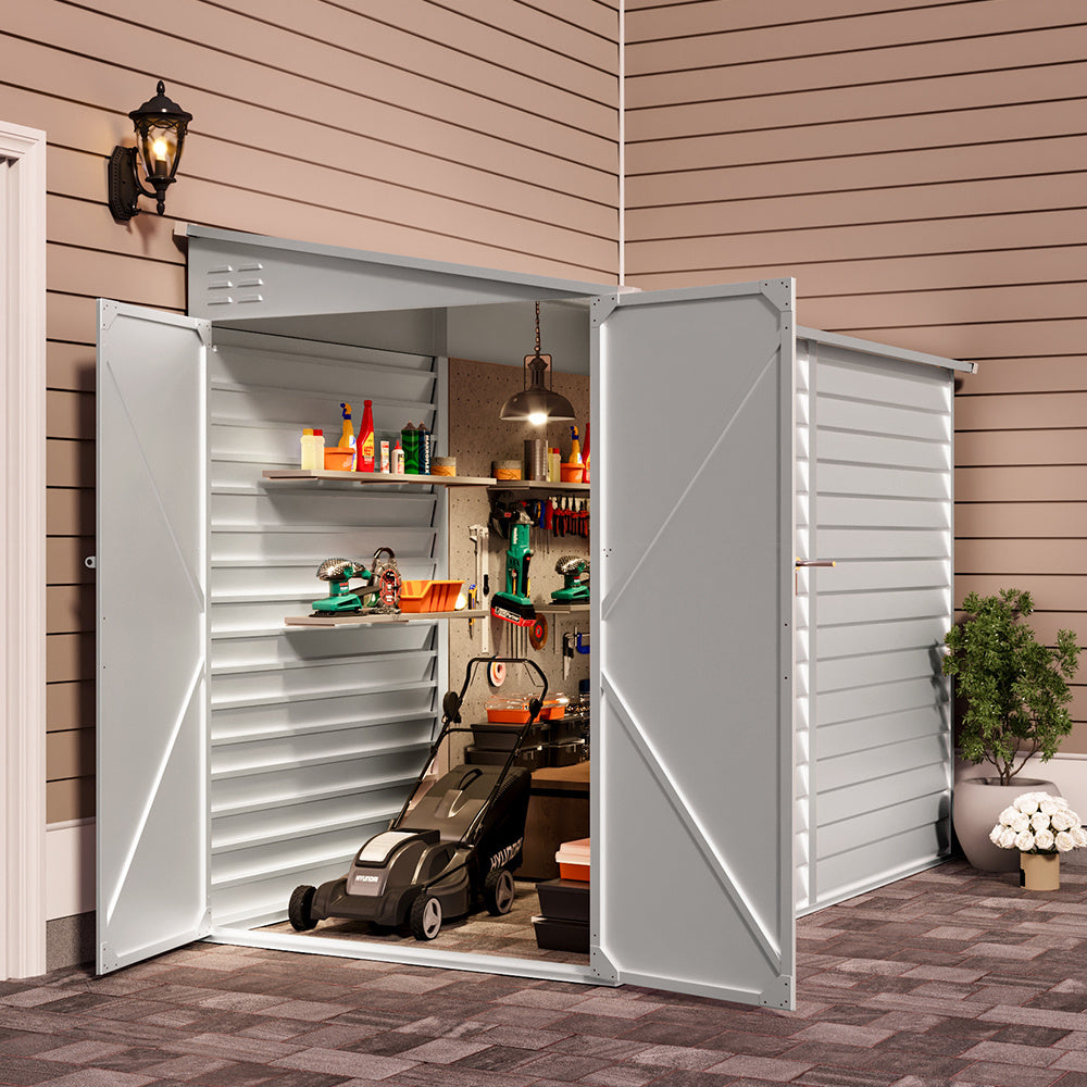 White Outdoor Steel Bike Utility Storage Shed