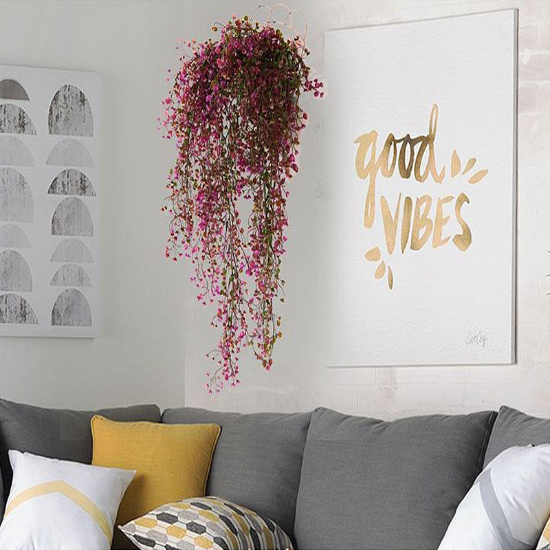 Artificial Trailing Ivy Flower Vine Leaf Garland Plants, Purplish Red