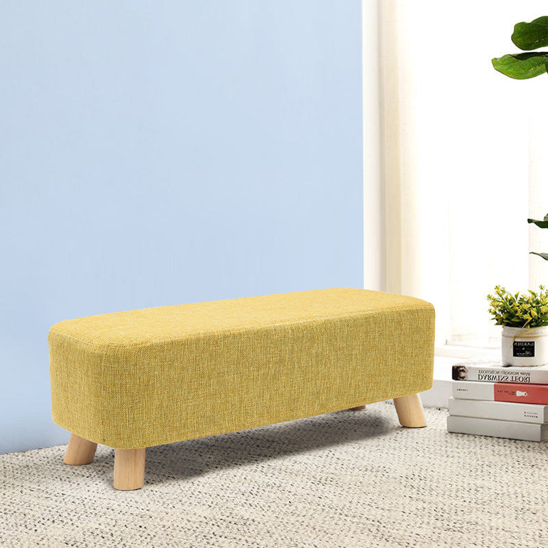 Yellow Rectangular Footrest with Solid Wooden Legs