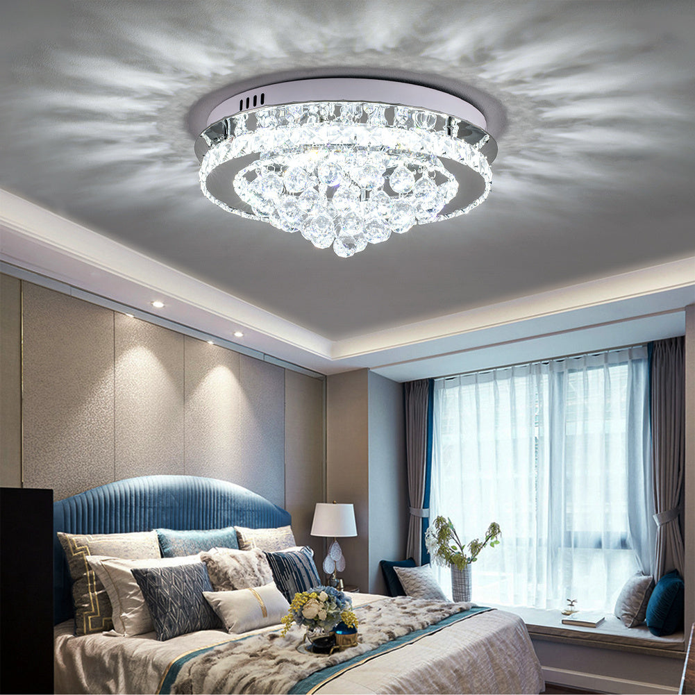 Modern Round LED Ceiling Light Crystal Lamp, 40CM Cool White