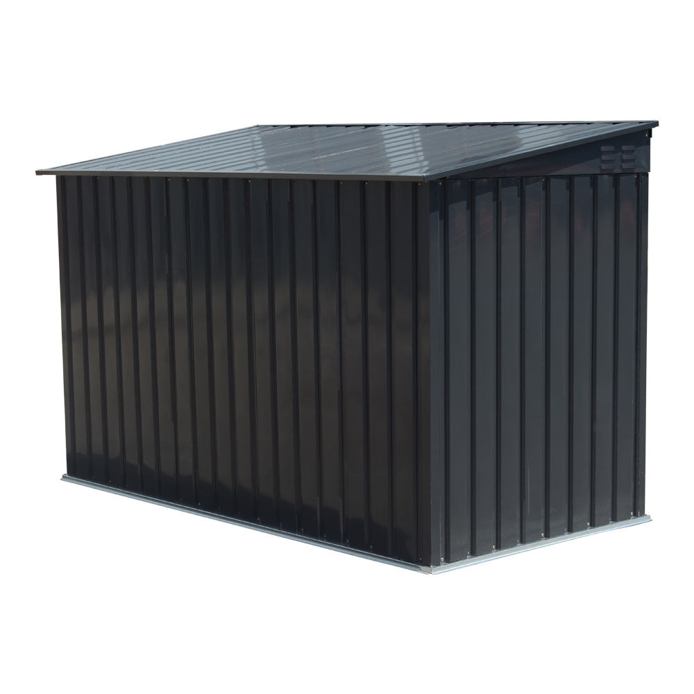 Black Outdoor Metal Garbage Storage Shed with Hinged Lid