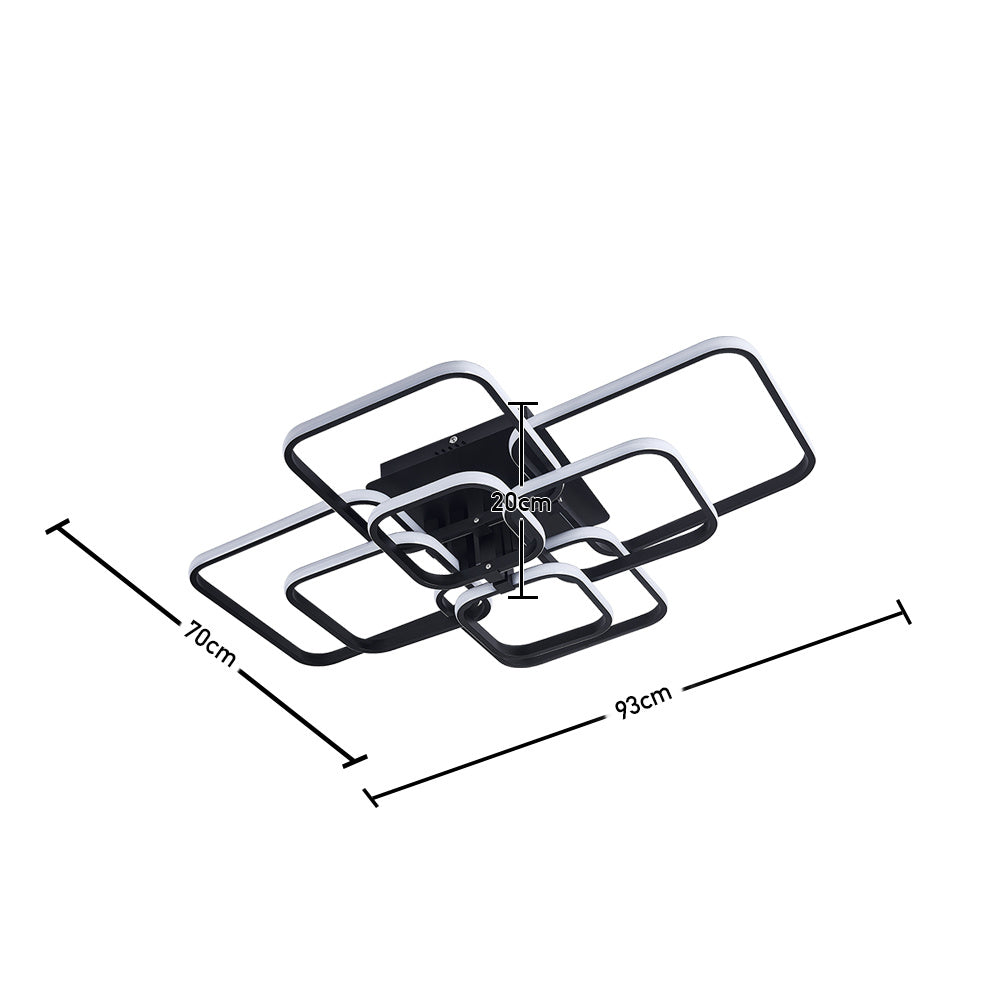 Modern Square LED Ceiling Lamp Chandelier Light, Black Frame-8 Head Cool White
