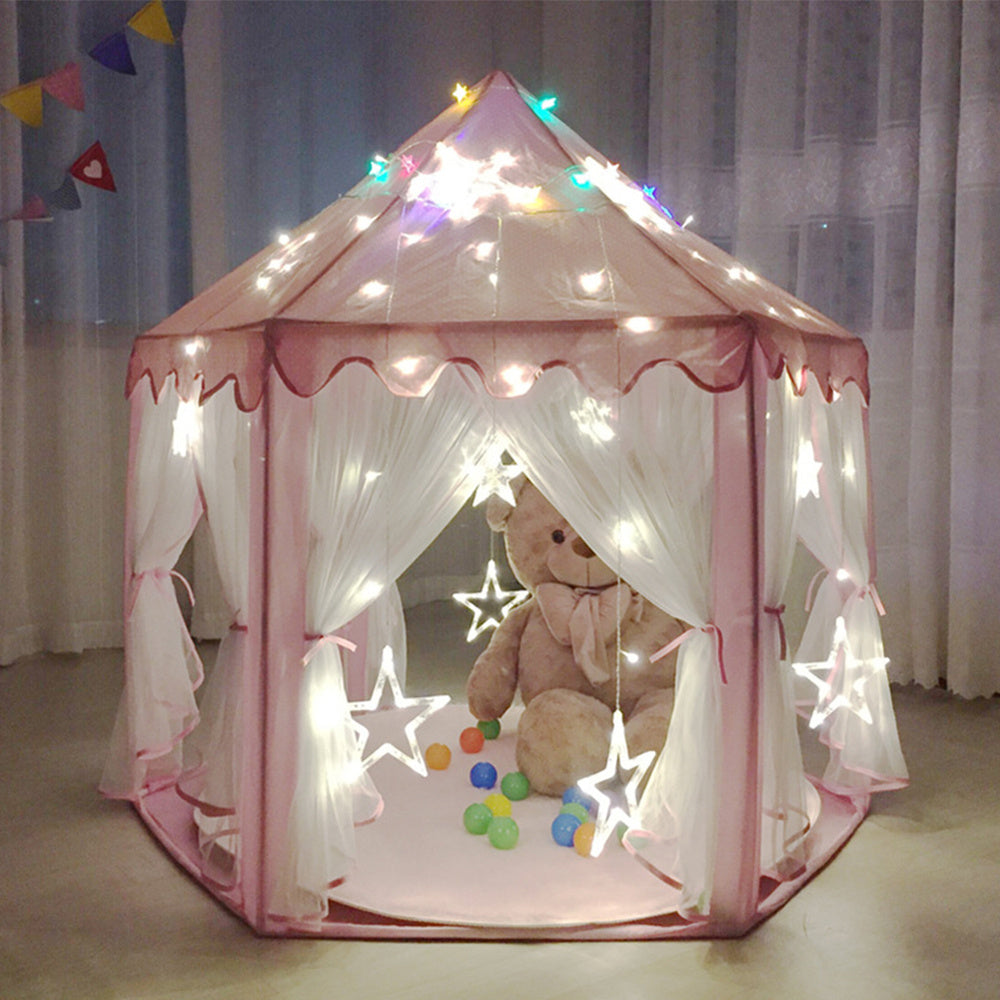 Children Kids Play Tent Fairy Princess Girls Hexagon Playhouse Mesh