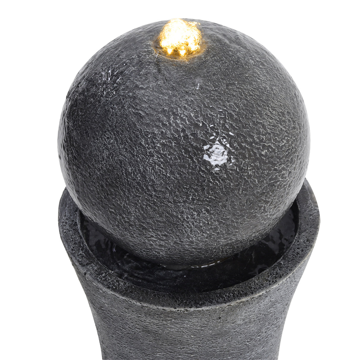 Dark Grey Sphere Electric Fountain Water Feature with LED Light