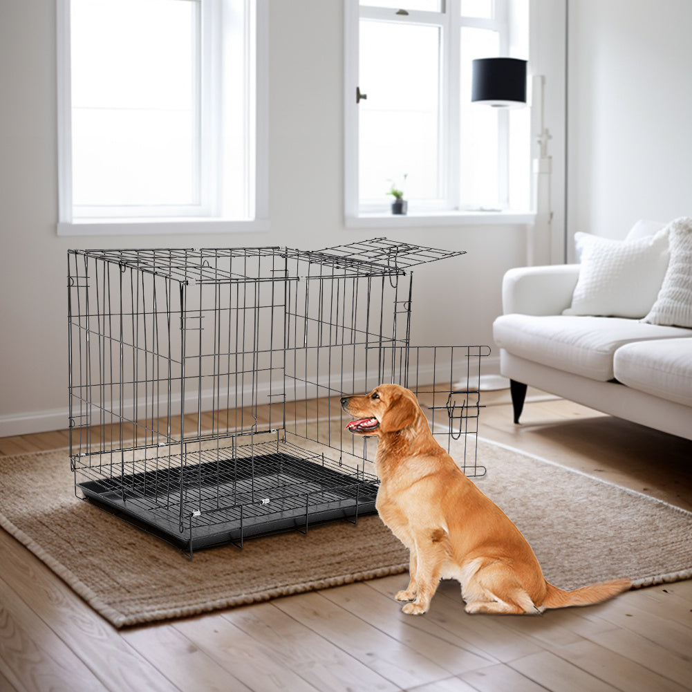 Large Wire Dog Crate with 2 Doors and Tray 60cm