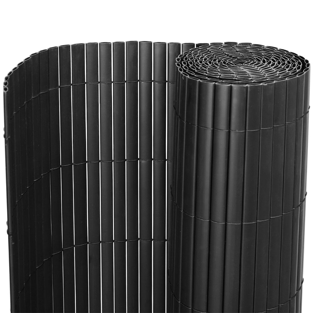 Dark Grey PVC Fence Screen Bamboo Mat Border Panel Garden Wall Privacy Protect 1x3M
