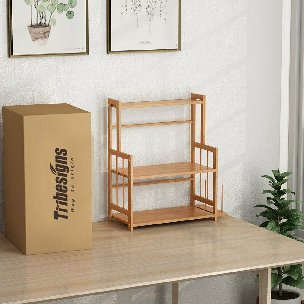 Large 3 Tier Wood Spice Rack Jar Bottle Display Unit