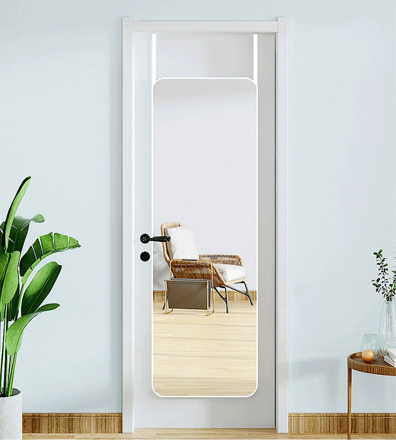 Full Length Mirror with Rounded Corners Door Hanging White