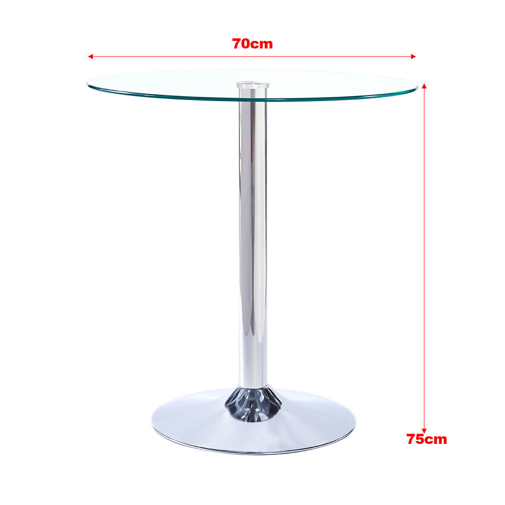 Silver Round Clear Glass Dining Table