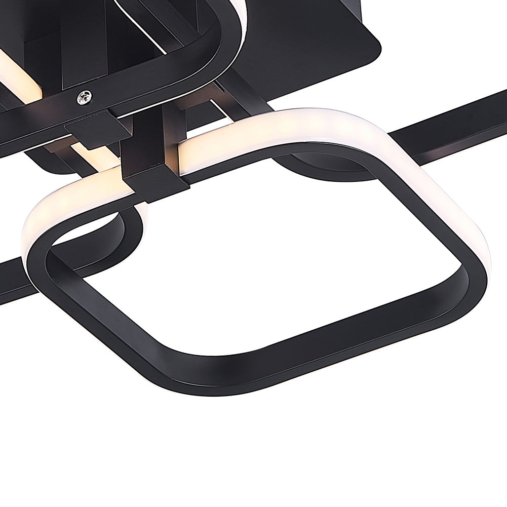 Modern Square LED Ceiling Light, Black Frame4 Head Dimmable