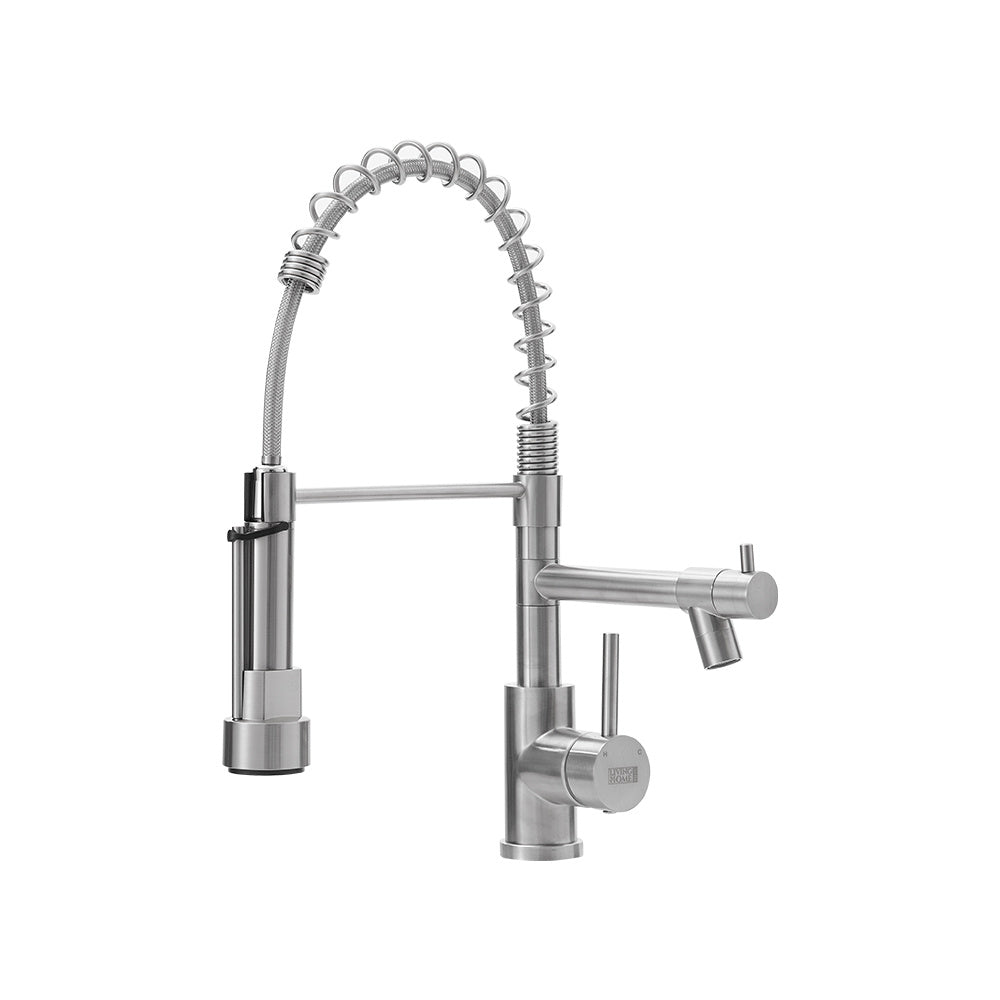 Stainless Steel Kitchen Faucet with Pull Down Spring Spout and Pot Filler