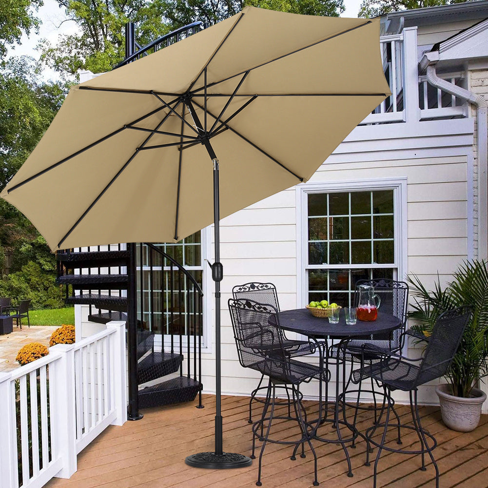 240 cm H 3M Patio Umbrella Large Traditional Parasol, with Round Base