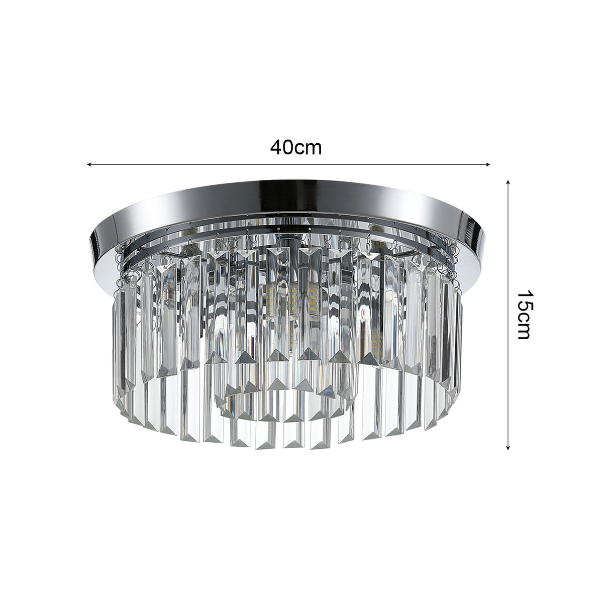 Round 40x15cm Chrome Modern Crystal LED Ceiling Light