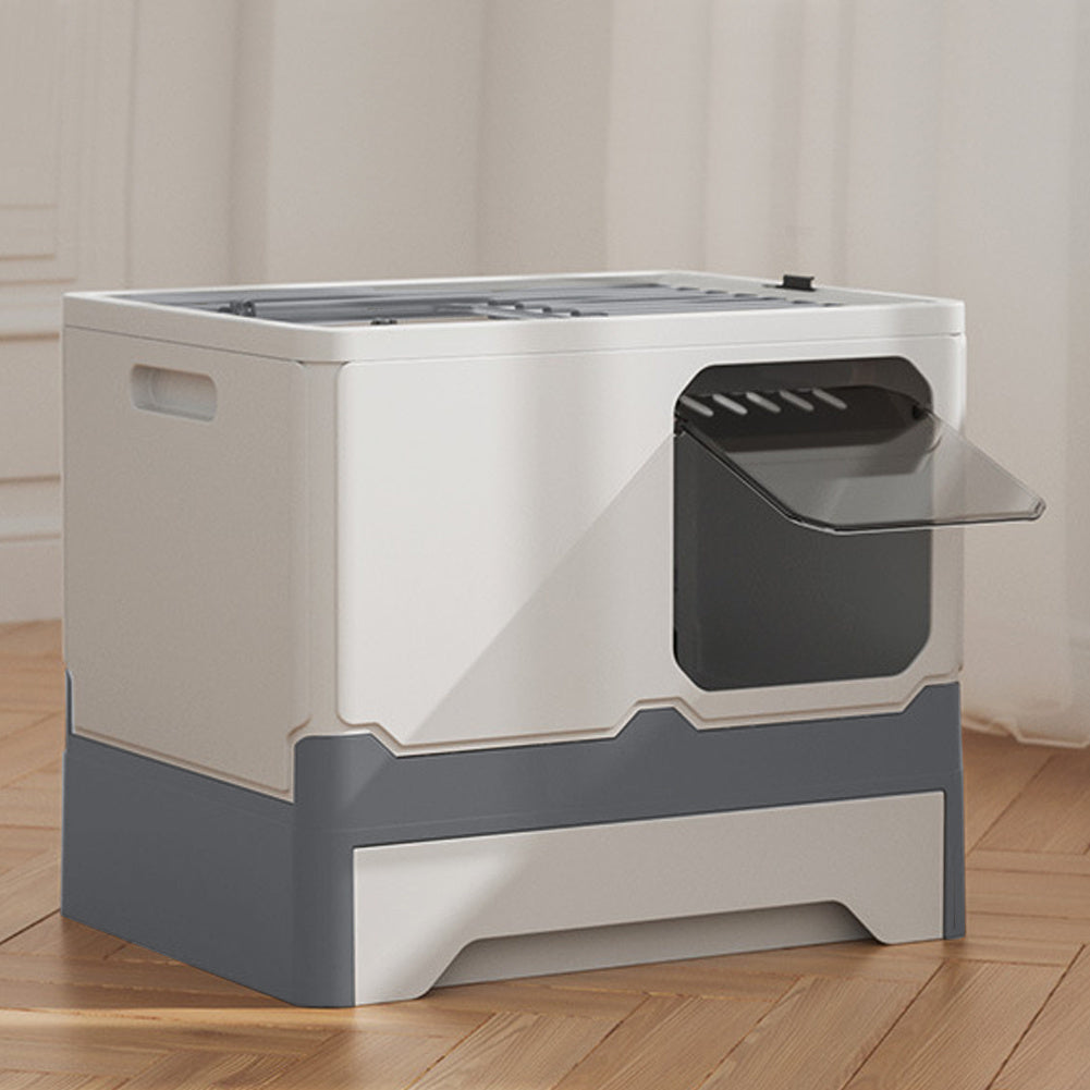 Grey Anti Splash Enclosed Cat Litter Box